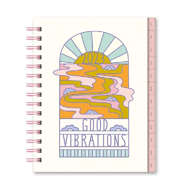 Studio Oh! 2023 12-Month Tabbed Spiral Planner | Good Vibrations