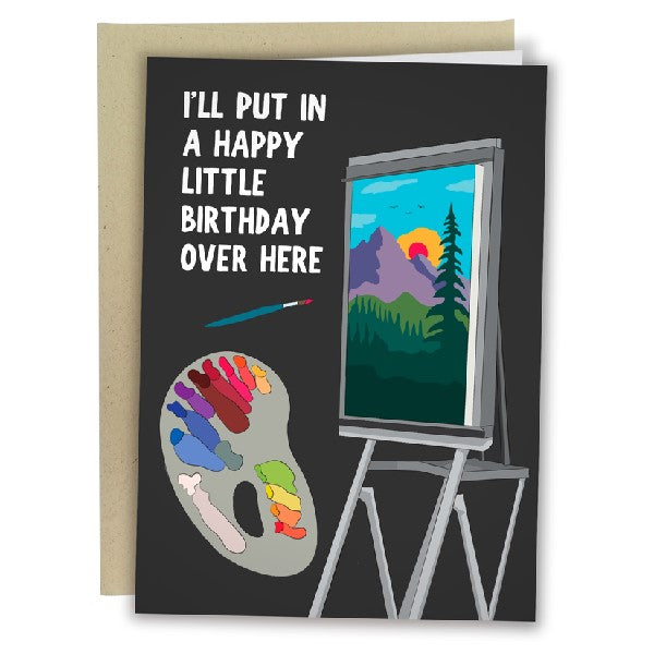 Bob Ross Happy Little Birthday Card