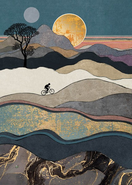 Hill Cyclist Blank Art Card