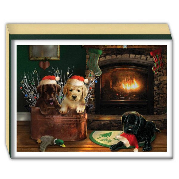 Holiday Lab Puppies Boxed Christmas Cards