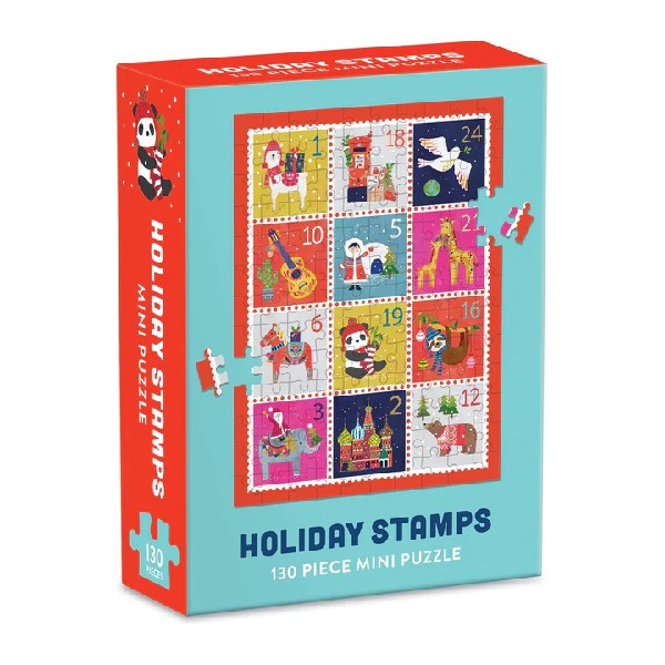 Galison 130 Piece Mini Holiday Puzzle | Holiday Stamps