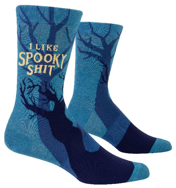 Blue Q Men's Crew Socks | I Like Spooky Shit