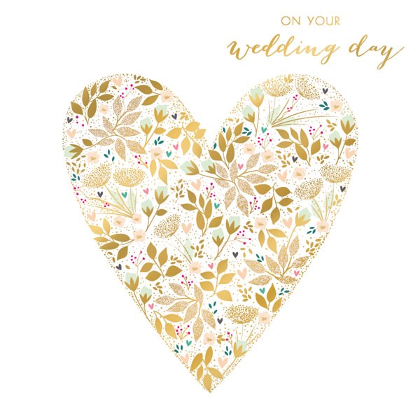 Large Floral Heart Wedding Card