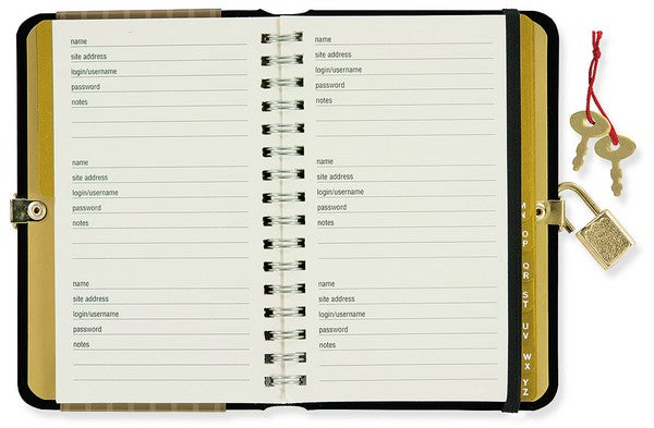 Black Locking Small Internet Address & Password Logbook | Peter Pauper ...