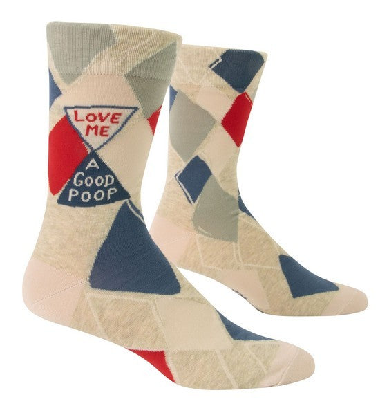 Blue Q Men's Crew Socks | Love Me A Good Poop