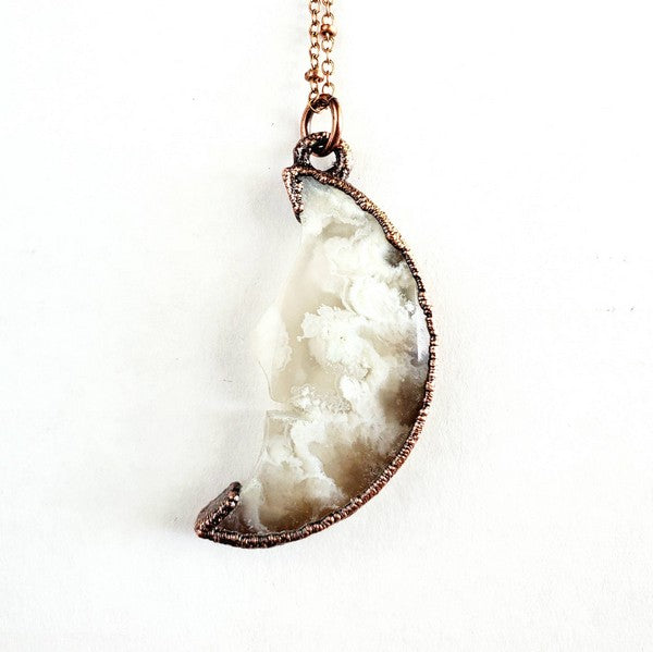 Flower Agate Man in the Moon Necklace
