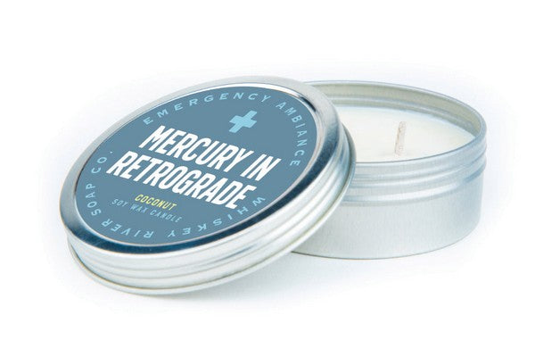 Mercury In Retrograde Emergency Ambience Candle Tin