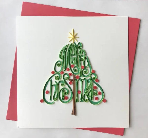 Merry Christmas Tree Quilling Blank Art Card