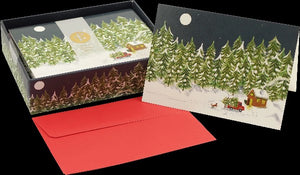 Moonlit Cabin Boxed Holiday Cards
