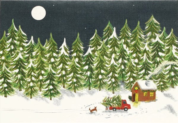 Moonlit Cabin Boxed Holiday Cards