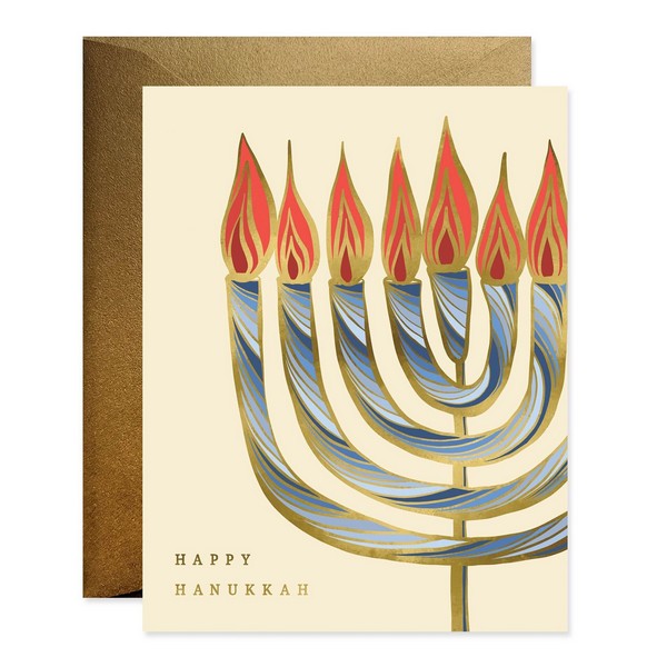 Nouveau Menorah Hanukkah Card
