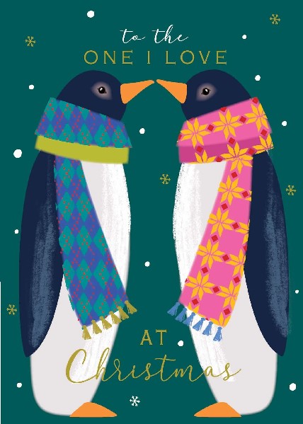 The One I Love Penguins Christmas Card