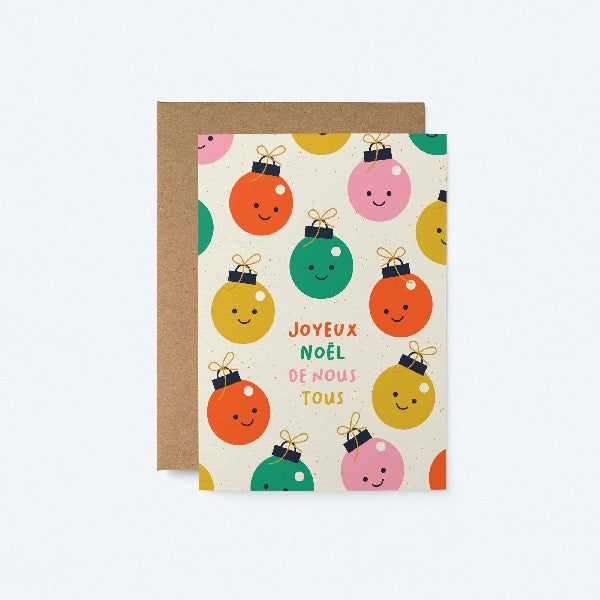 Cute Ornaments French Christmas Card