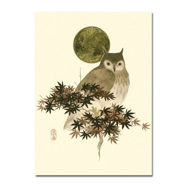 Owl & Golden Moon Blank Art Card