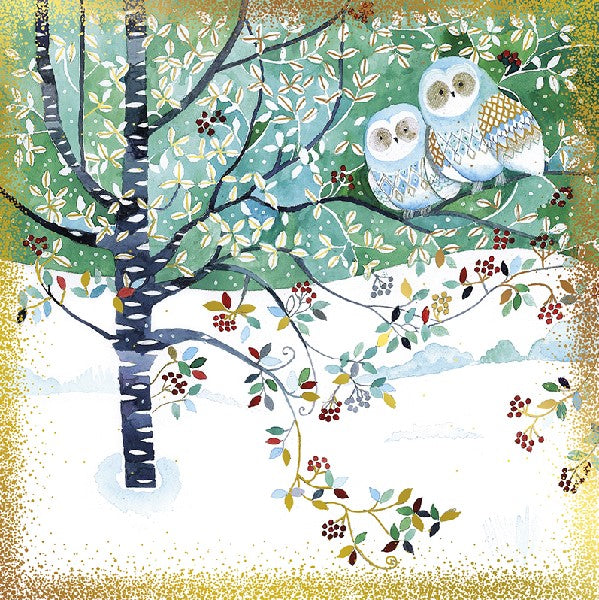 Winter Owls Blank Art Card