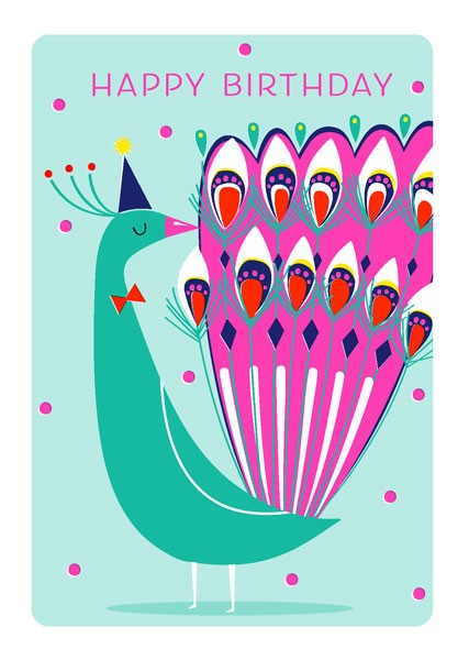 Party Peacock Birthday Card