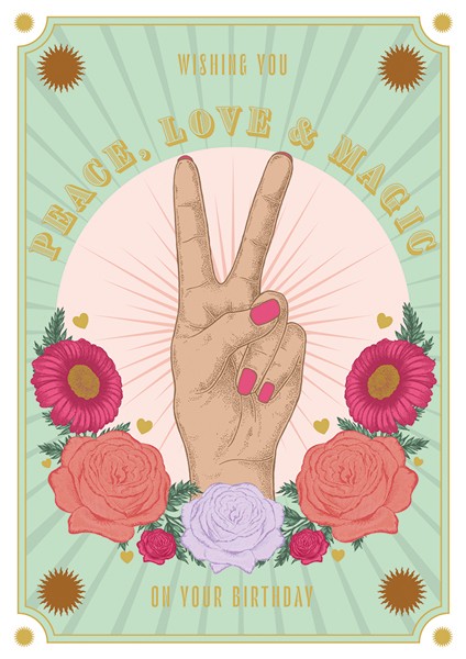Peace, Love & Magic Birthday Card