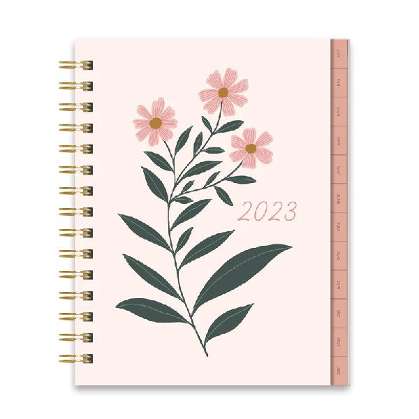 Studio Oh! 2023 12-Month Tabbed Spiral Planner | Pink Petals
