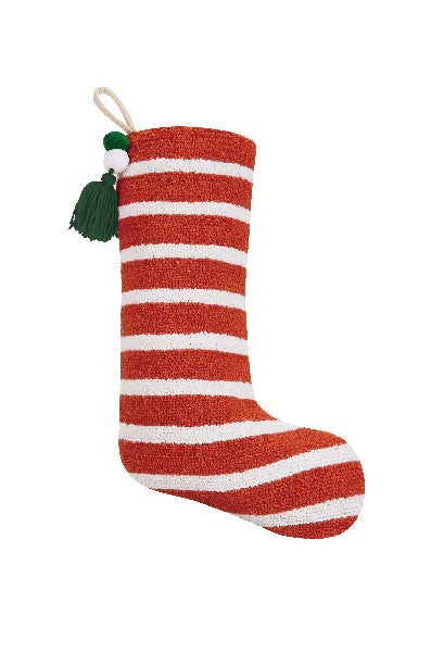 Orange Striped Hooked Stocking