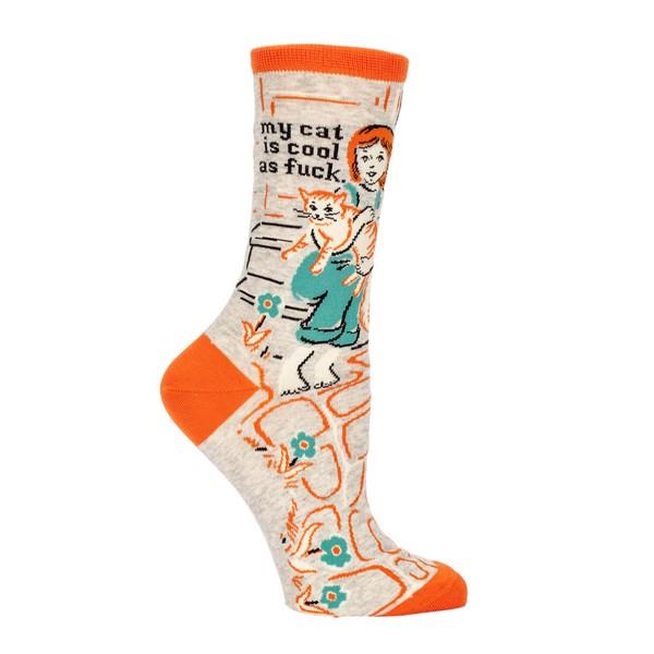 Blue Q Women's Crew Sock My Cat Is Cool As Fuck | The Gifted Type