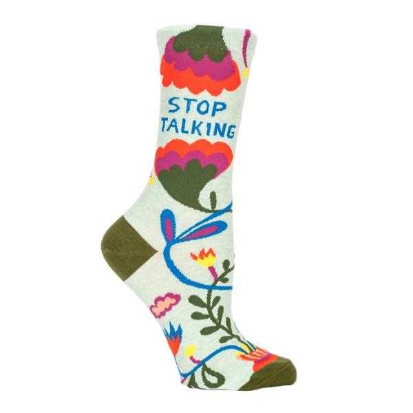 Blue Q Women's Crew Sock Stop Talking | The Gifted Type