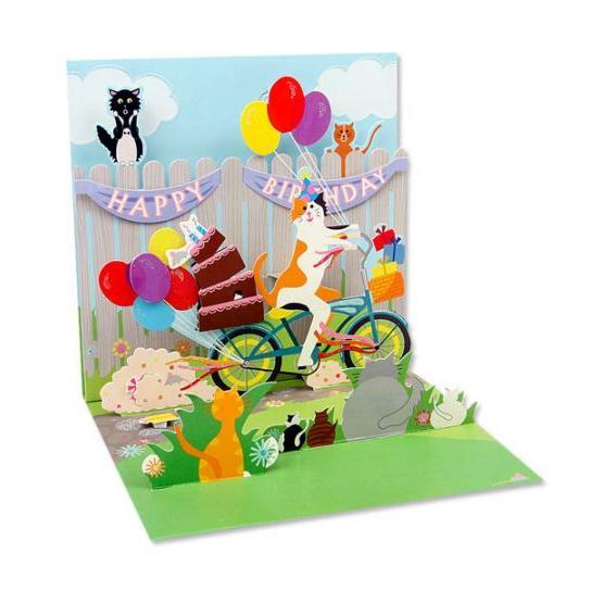 Cat and Cake Bike Ride Pop-Up Card | Up With Paper | The Gifted Type
