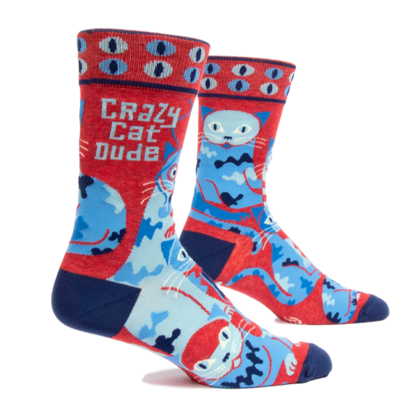 Crazy Cat Dude Men's Crew Socks | The Gifted Type