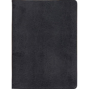 black textured leather notebook