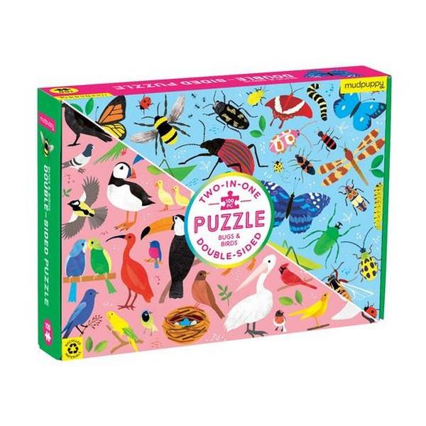 Mudpuppy 100 Piece Double Sided Puzzle | Bugs & Birds