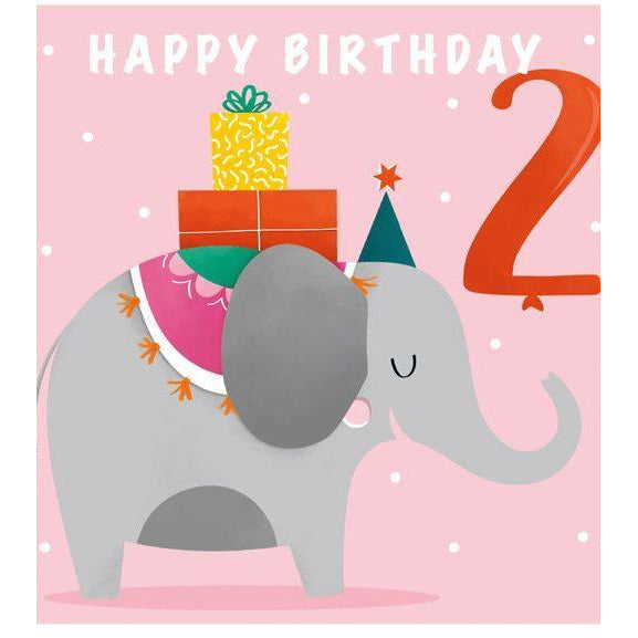 Happy 2nd Birthday Elephant Card