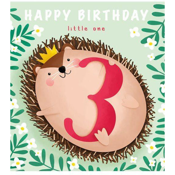 Happy 3rd Birthday Hedgehog Card