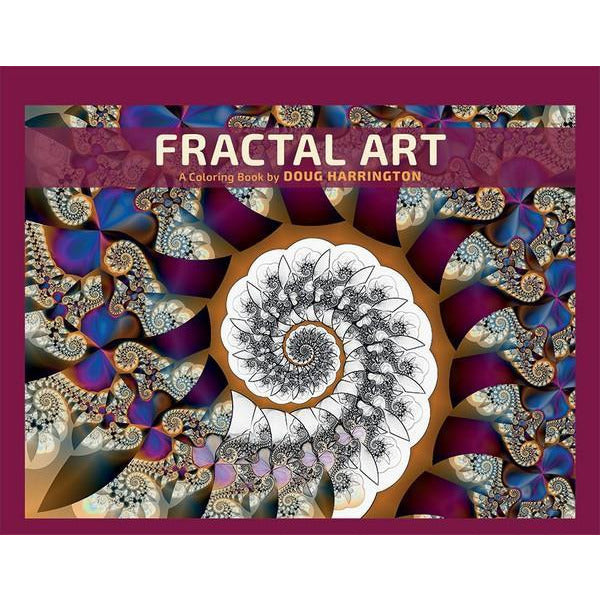 colouring book with a spiral fractal image at the centre of the cover