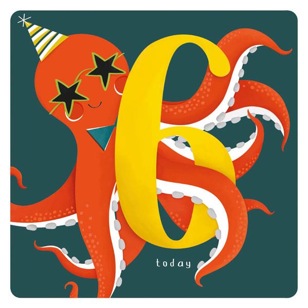Happy 6th Birthday Octopus Card