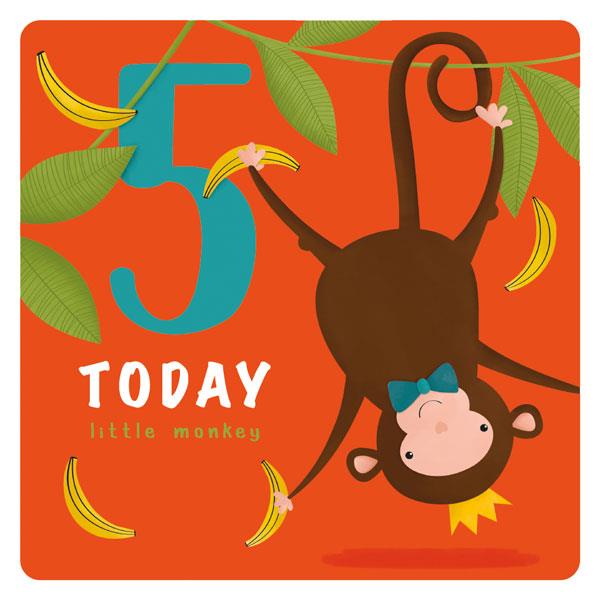 Happy 5th Birthday Monkey Card