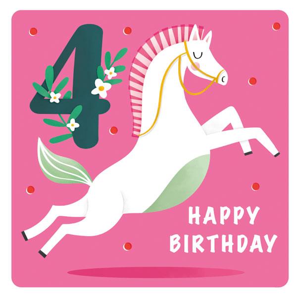 Happy 4th Birthday Unicorn Card