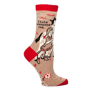 Blue Q Women's Crew Sock I Hate Everyone Too | The Gifted Type