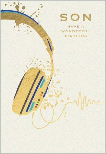 Headphones Son Birthday Card