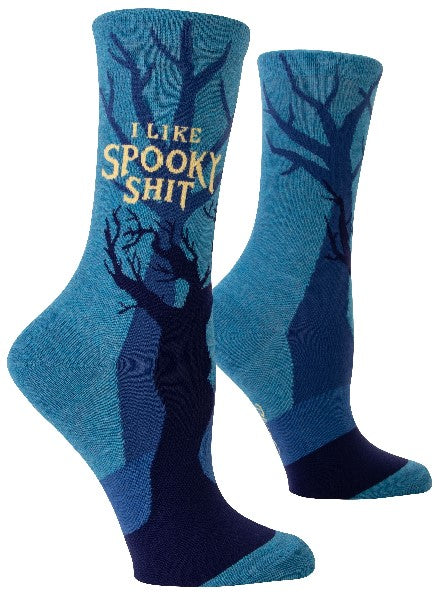 Blue Q Women's Crew Socks | I Like Spooky Shit