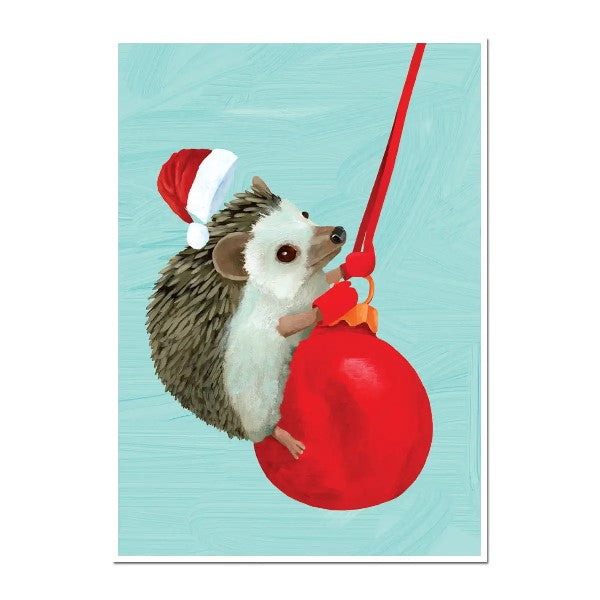 Swingin' Hedgehog Christmas Card