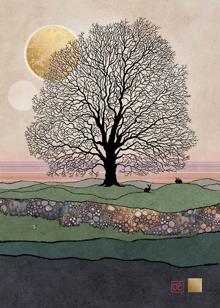 Tree Rabbits Blank Art Card