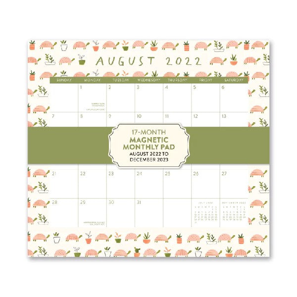 Studio Oh! 2023 17-Month Magnetic Monthly Pad | Turtle Garden