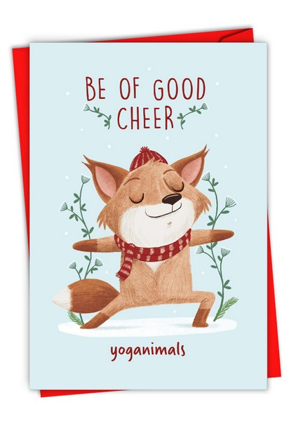 Yoganimals Fox Christmas Card