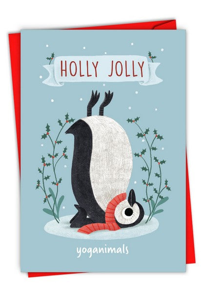 Yoganimals Penguin Christmas Card