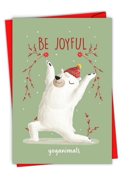 Yoganimals Polar Bear Christmas Card